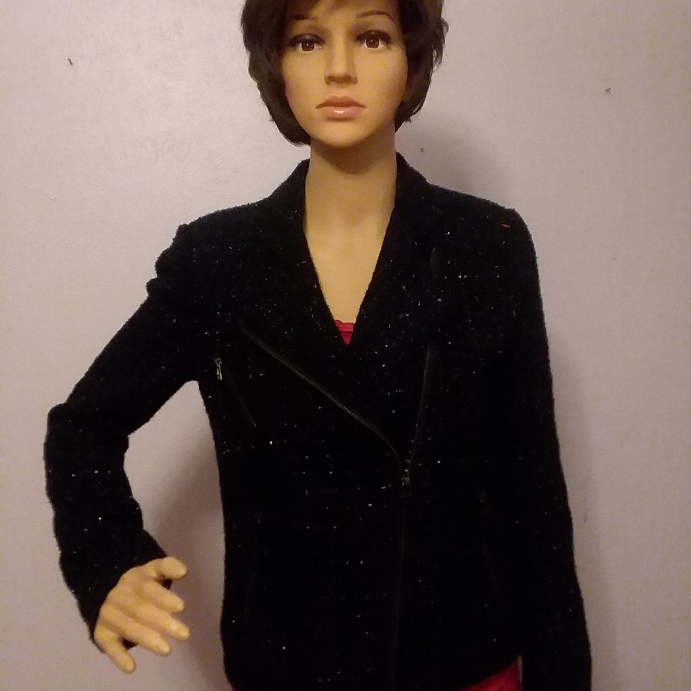 Metallic Tweed Jacket Women's Crop Blazer